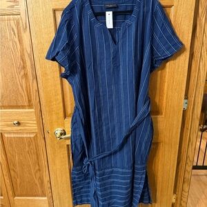 Lane Bryant Blue Dress with White Stitching